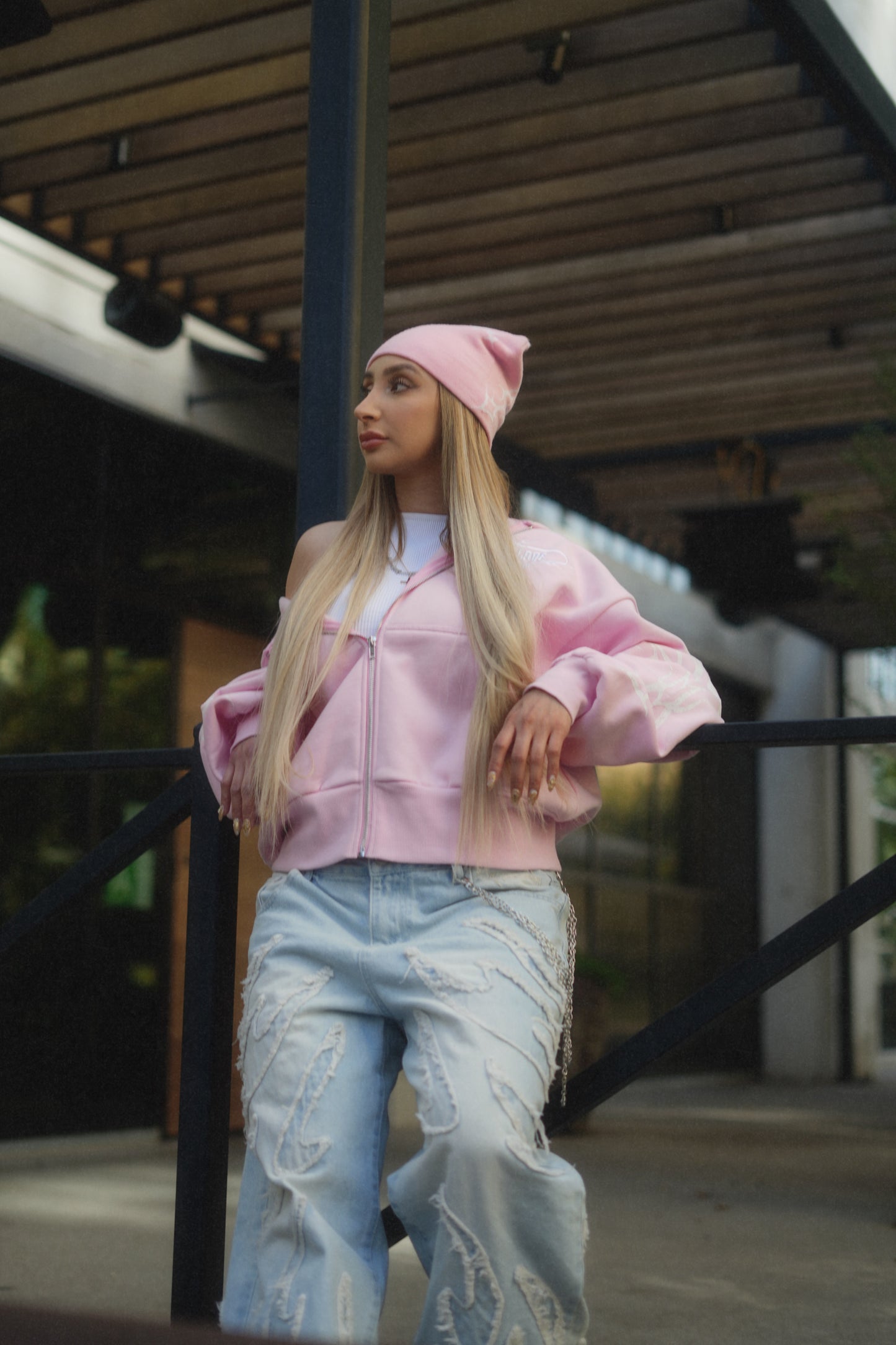 AGAPE Pink zip up