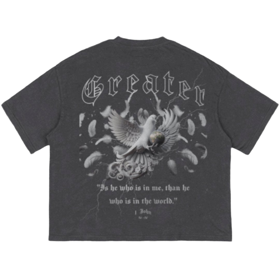 Greater is He vintage tee