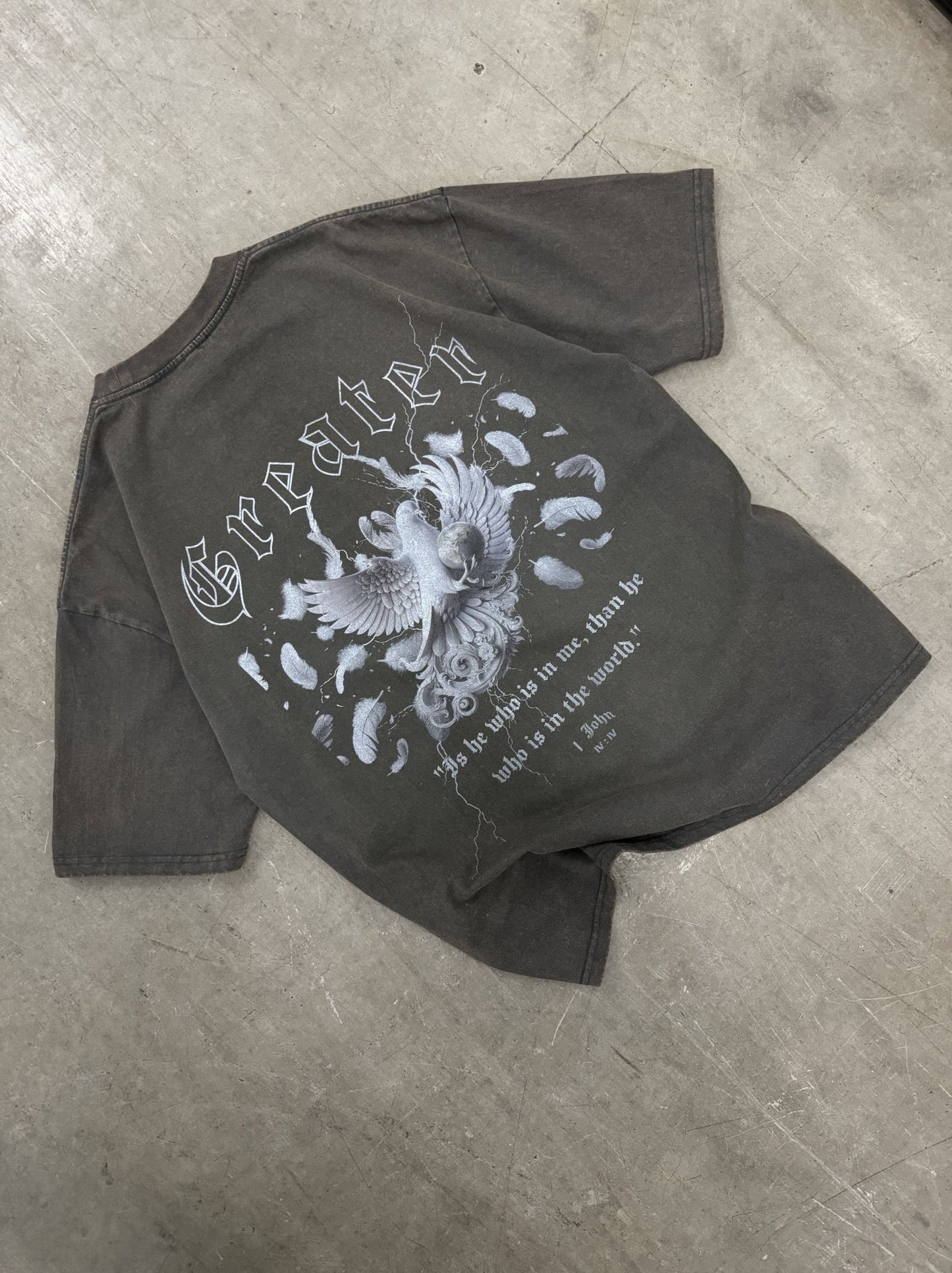 Greater is He vintage tee - Sanctified Streetwear