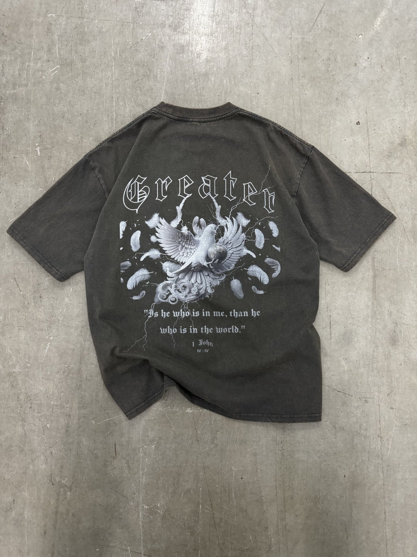 Greater is He vintage tee - Sanctified Streetwear