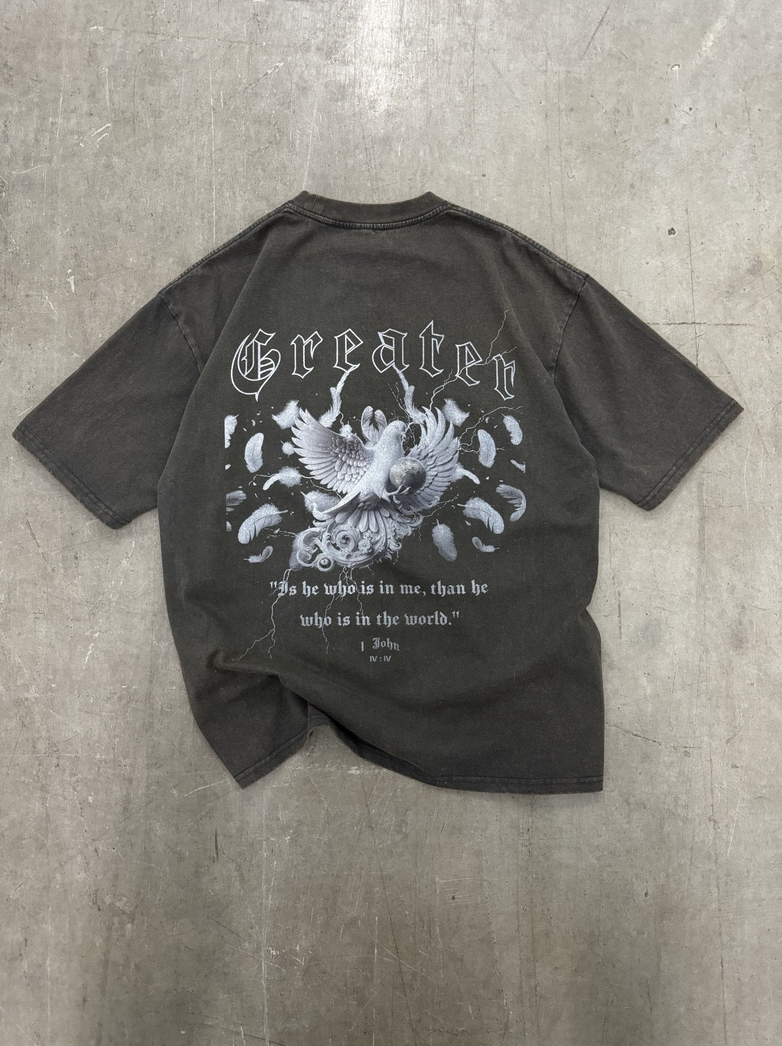Greater is He vintage tee - Sanctified Streetwear