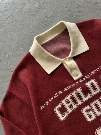 Vintage Red knitted polo - Sanctified Streetwear